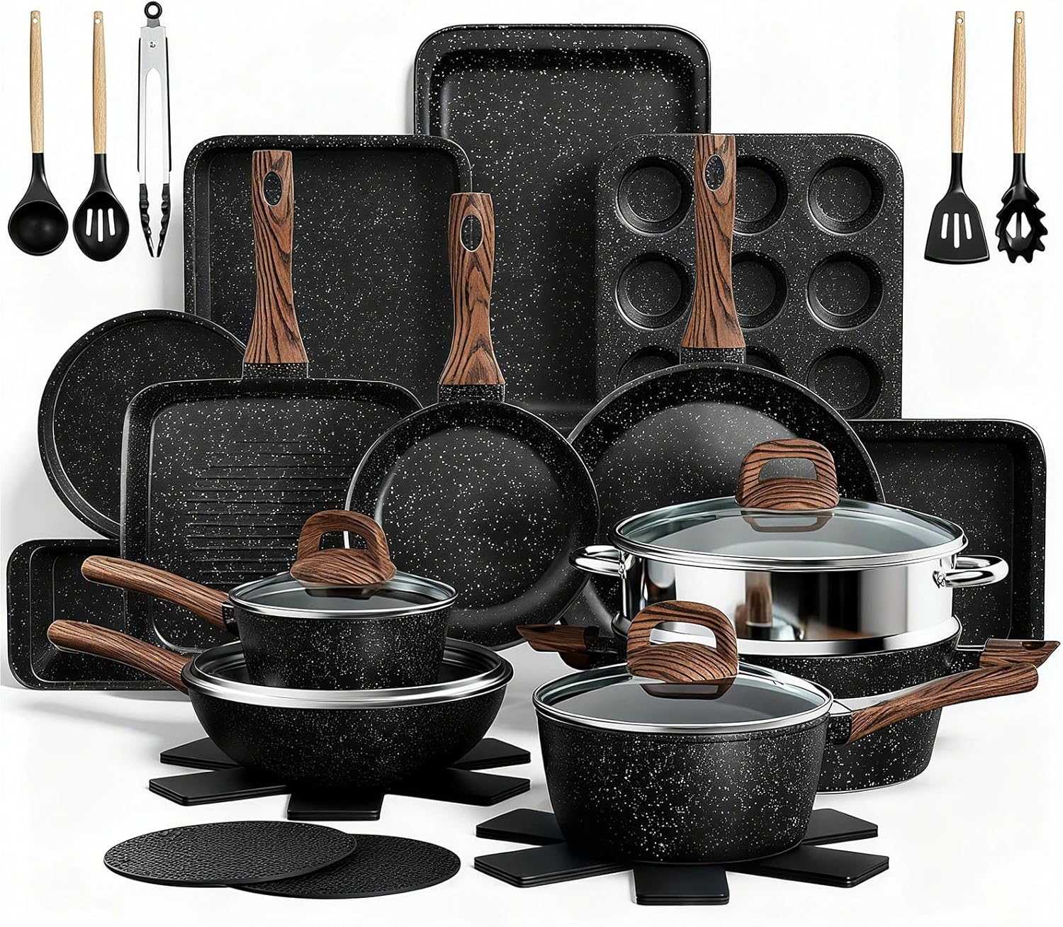Kitchen Baking Pan Set - Pots and Pans Set Non Stick,