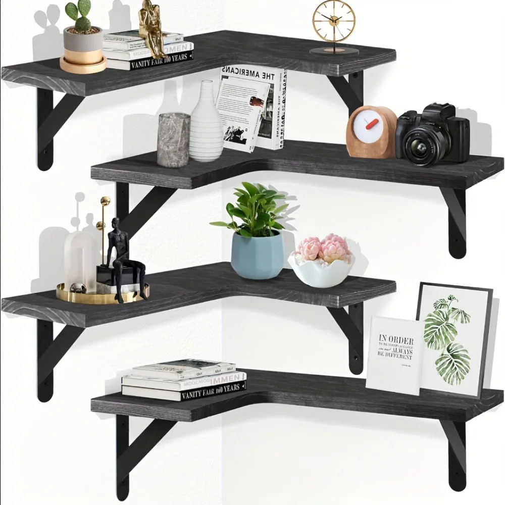 Kitchen Zo - Natural Wood Grain Floating Shelves Wall-Mounted