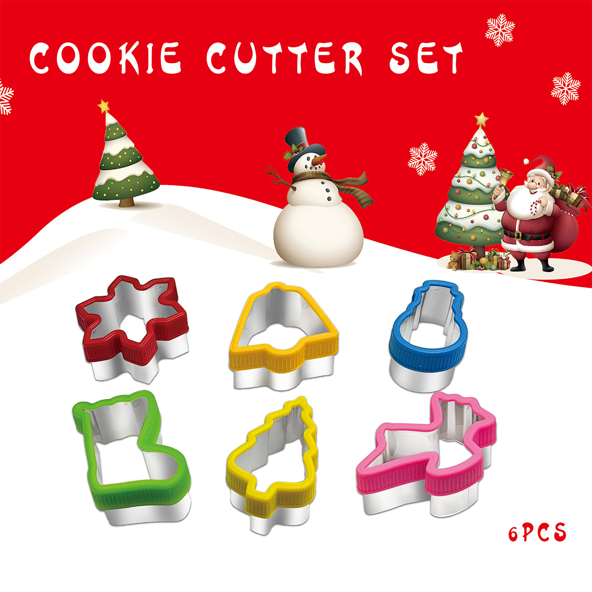 Baking Kitchen Set - Christmas cookie cutting handguard 6-piece set,