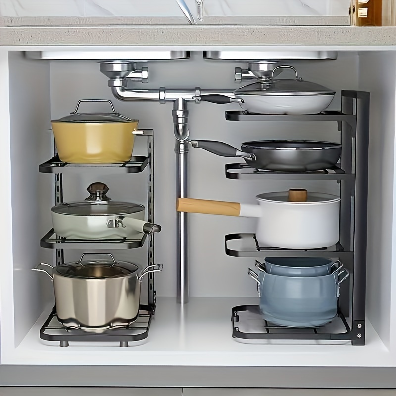 Kitchen Zo - Adjustable Pot Rack Organizer, Kitchen Stainless