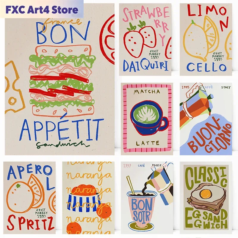 Kitchen Baking Wall Art - Frameless Bake Cake Kitchen Bread Coffee