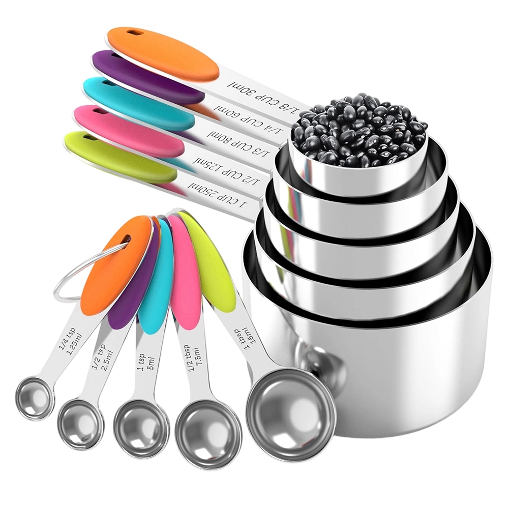Kitchen Baking Utensils - A25F-Measuring Cups And Spoons Set, Stainless