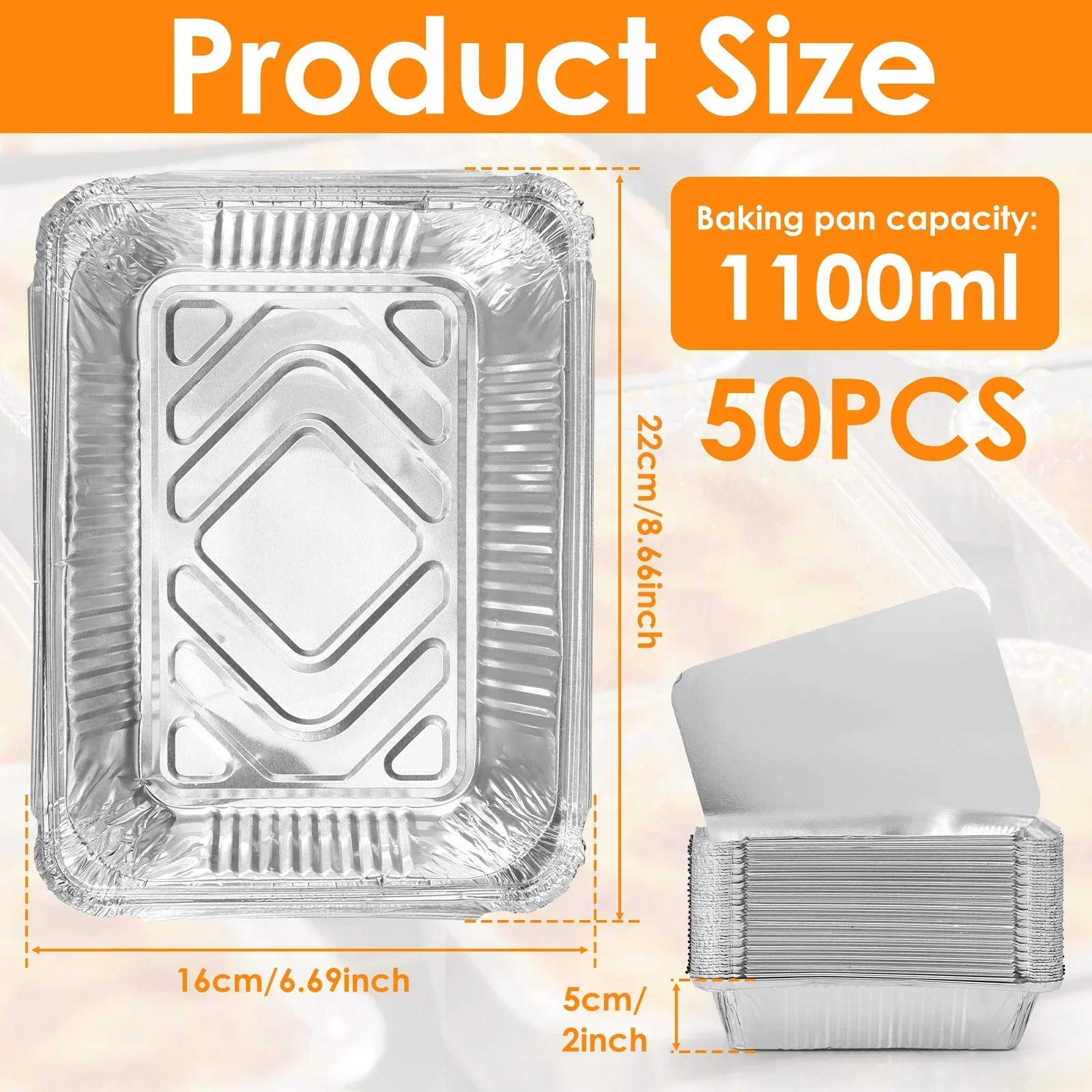 Kitchen Baking Pan Set - 50/100pcs Aluminum Foil Trays with Lids