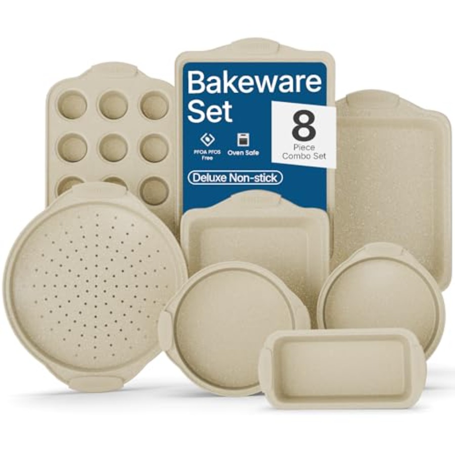 Kitchen Baking Pan Set - Deluxe 8-Piece Carbon Steel Bakeware Set