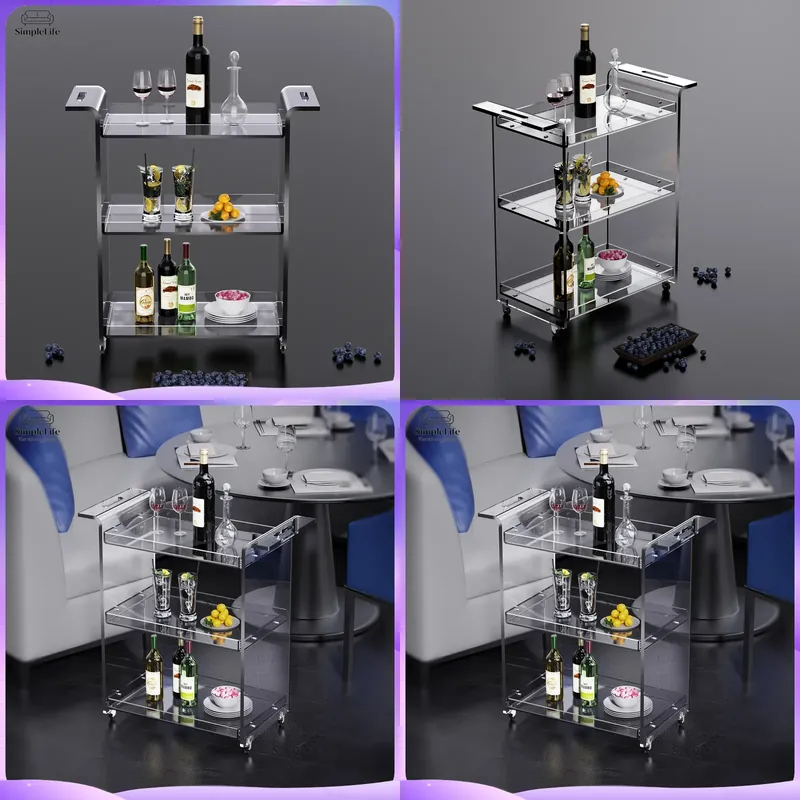Kitchen Baking Cart - Modern 3-Tier Kitchen Cart with Storage