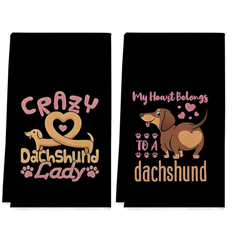Kitchen Baking Background - 2Pcs, Valentine's Day Black Background Dog-Themed