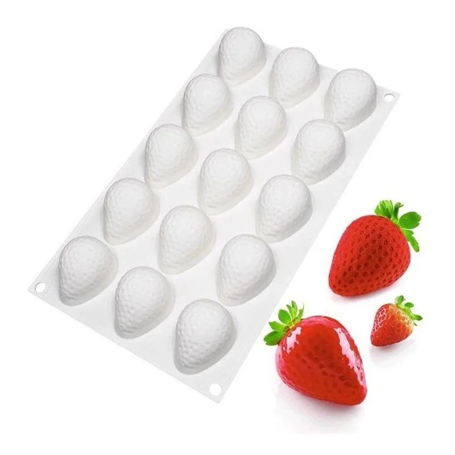 Kitchen Baking Decor - 15 Cavity Strawberry Silicone Molds for