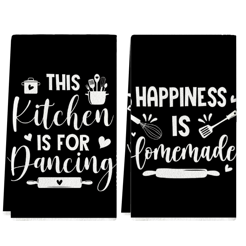 Kitchen Baking Background - 2Pcs, Kitchen Towels with Fun Text