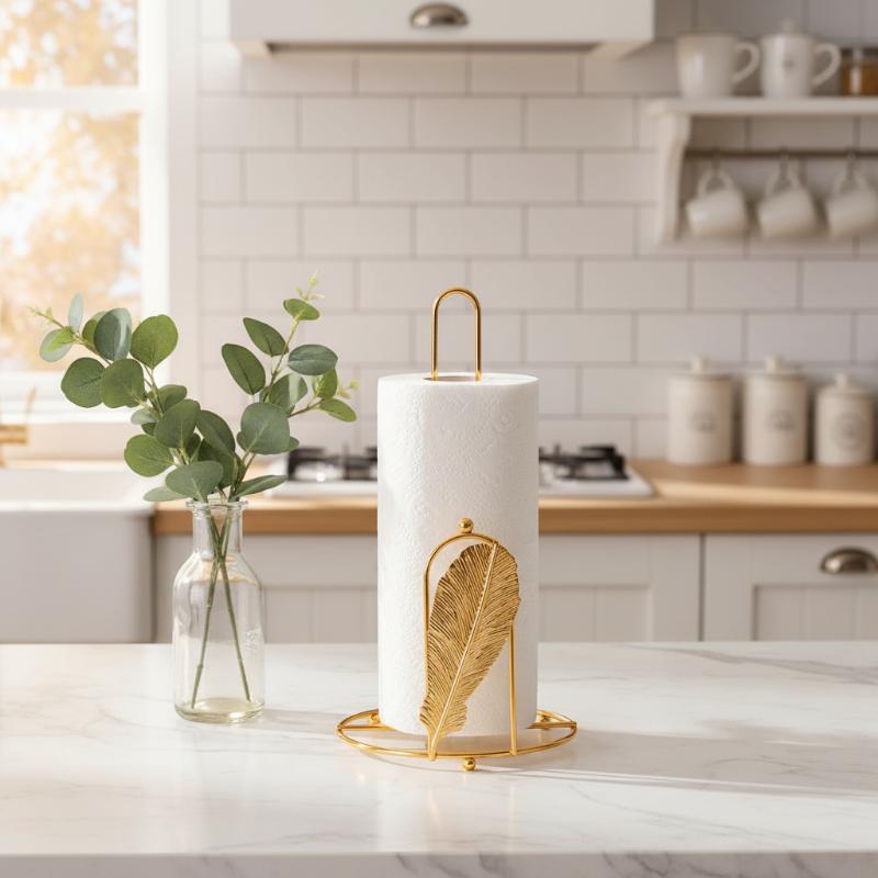 Kitchen Baking Paper Holder - #@Retro Iron Tree Paper Towel Gold
