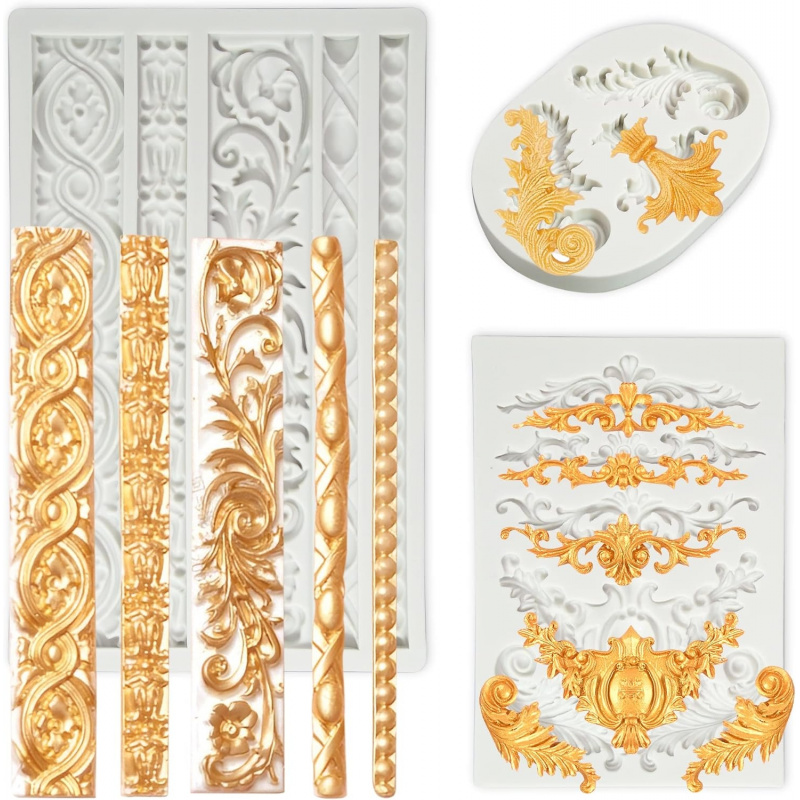 Silicone Cake Mold - 3 Bag Baroque-style silicone mold Roller-type