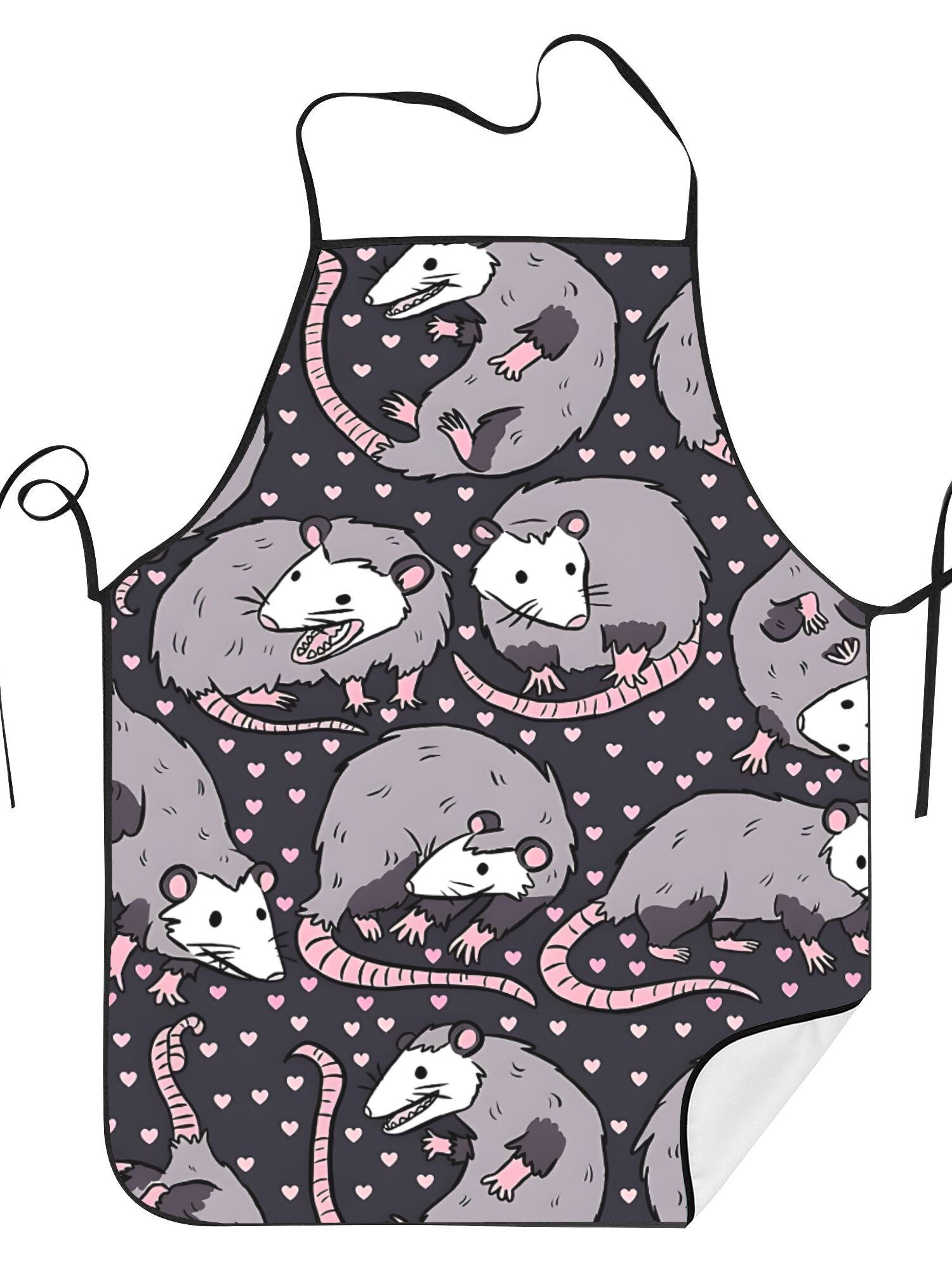 Cute Opossum Pattern Apron Bla - Kitchen Baking Background recension och pris