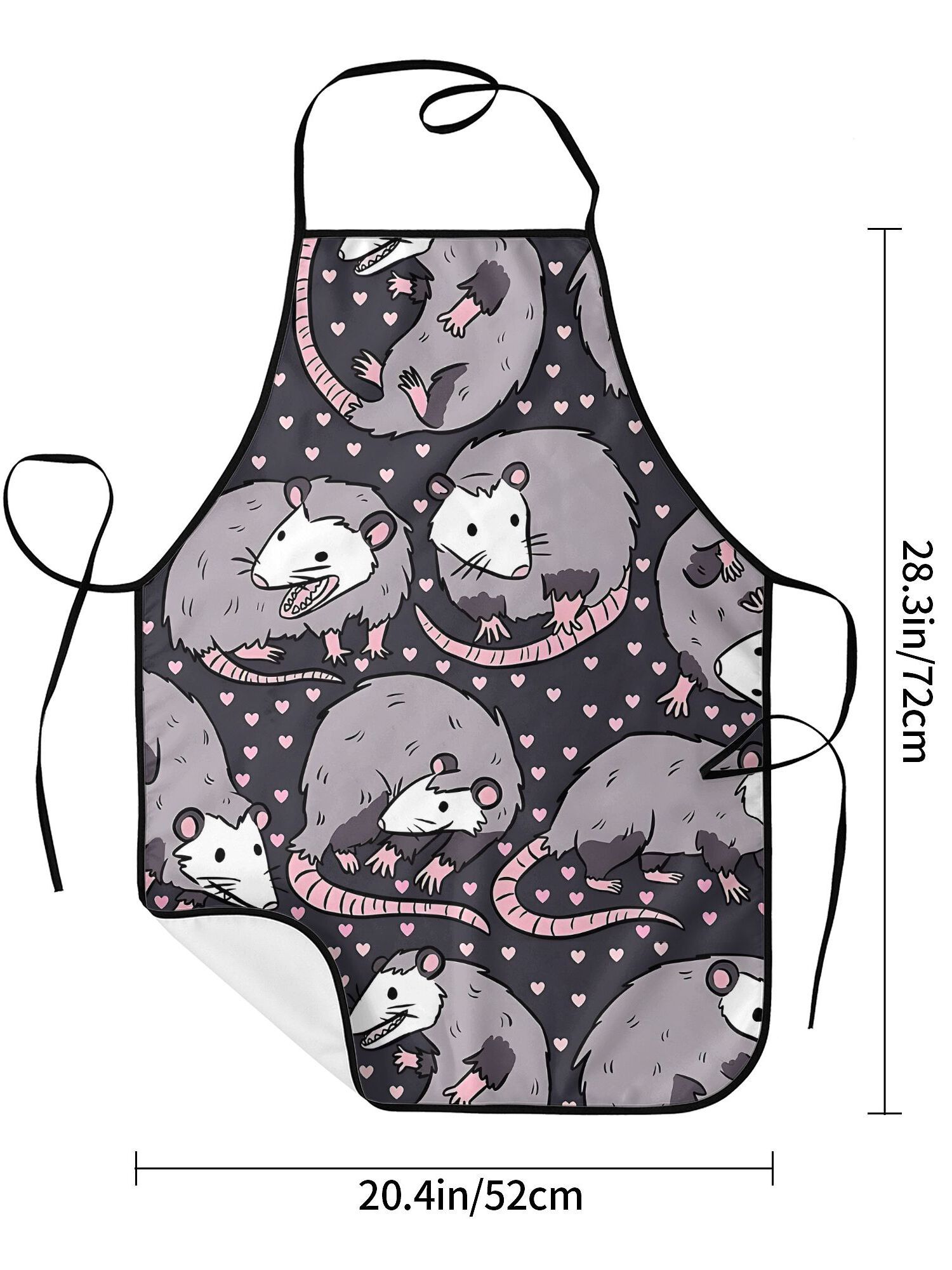 Cute Opossum Pattern Apron Bla - Kitchen Baking Background recension och pris