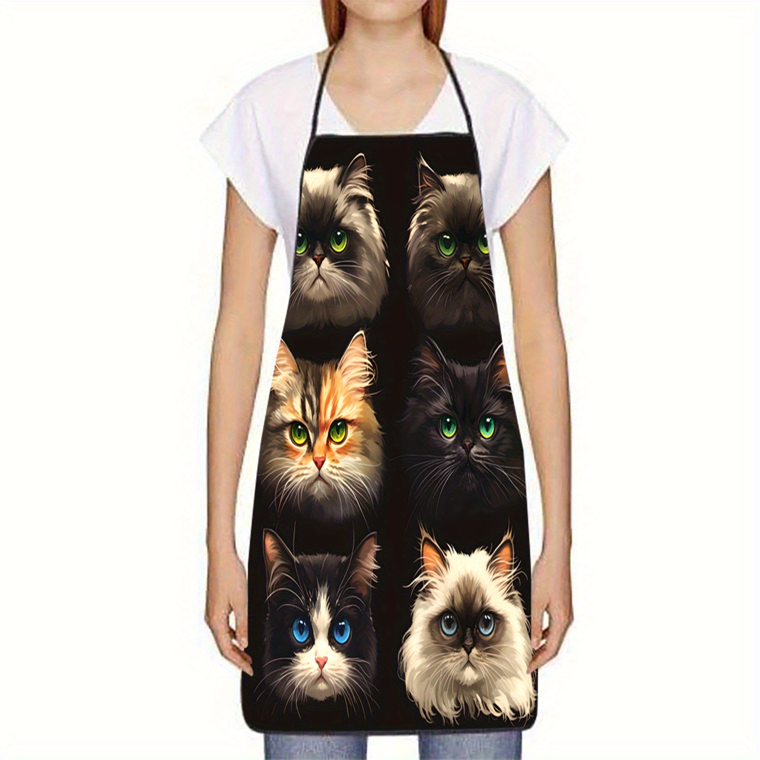 Cat Face Portrait Apron Black  - Kitchen Baking Background recension och pris