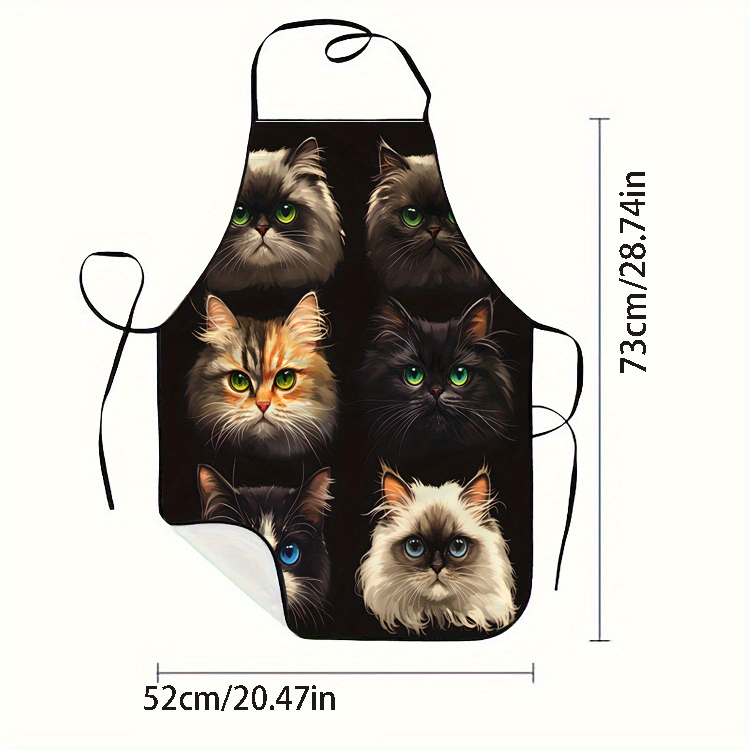 Cat Face Portrait Apron Black  - Kitchen Baking Background recension och pris