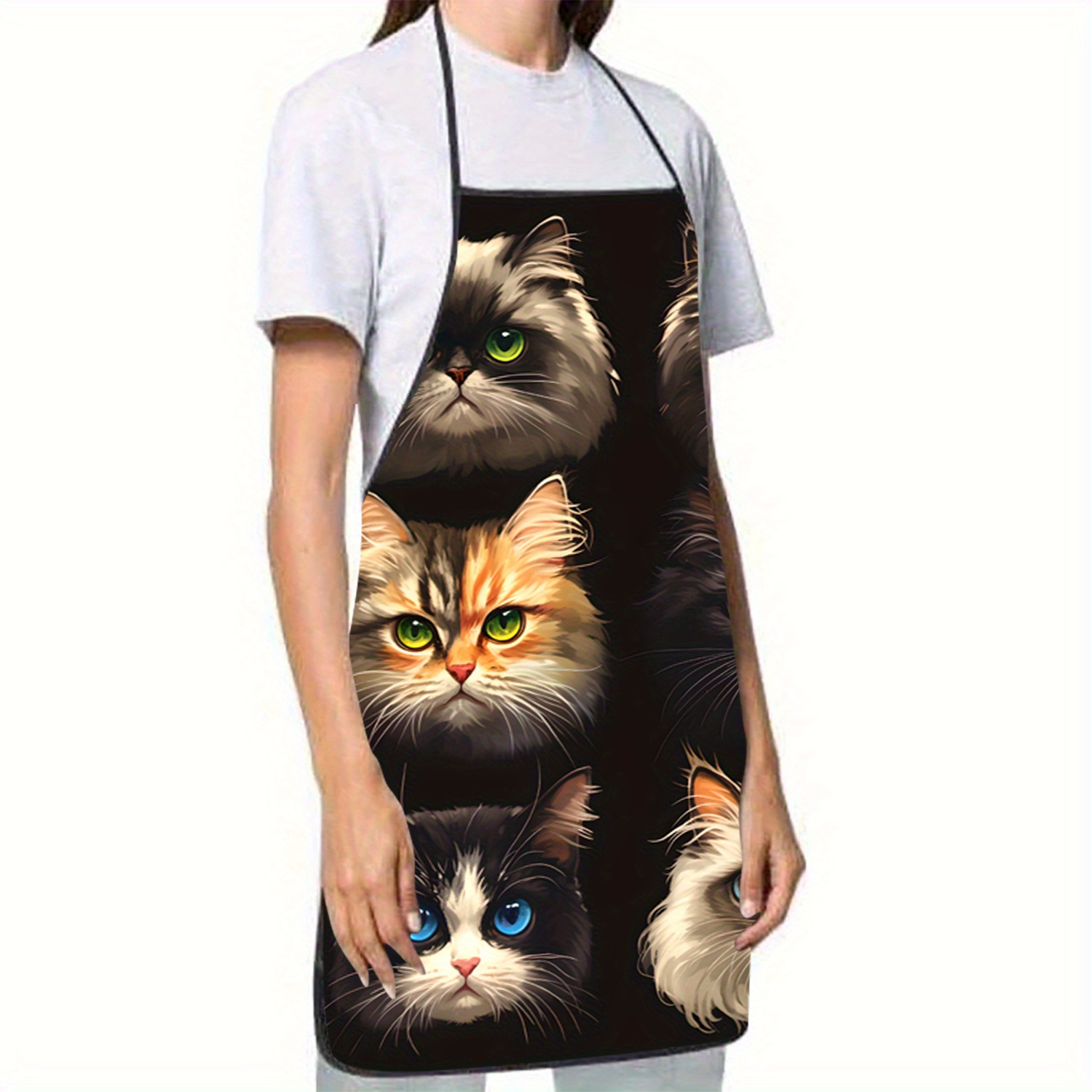 Cat Face Portrait Apron Black  - Kitchen Baking Background recension och pris