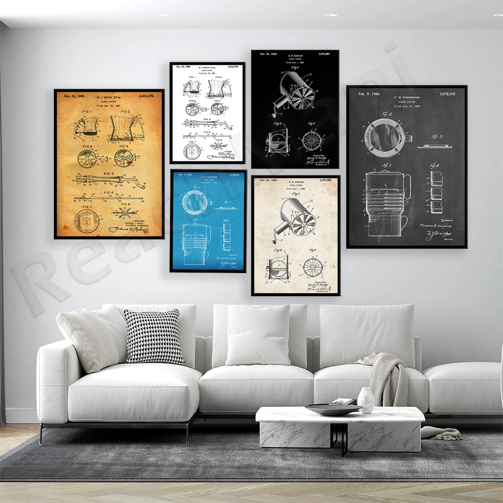 Flour Sieve 1926 Patent Print, - Kitchen Baking Wall Art recension och pris