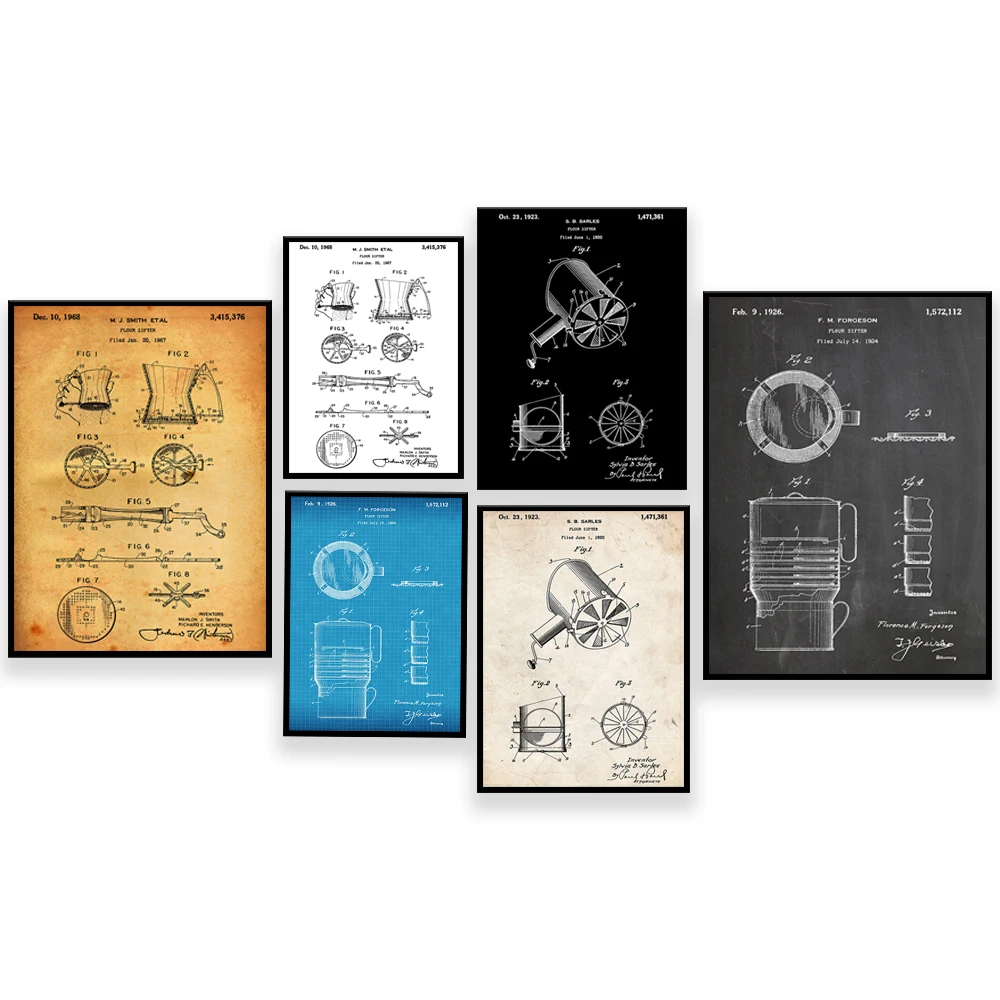 Flour Sieve 1926 Patent Print, - Kitchen Baking Wall Art recension och pris