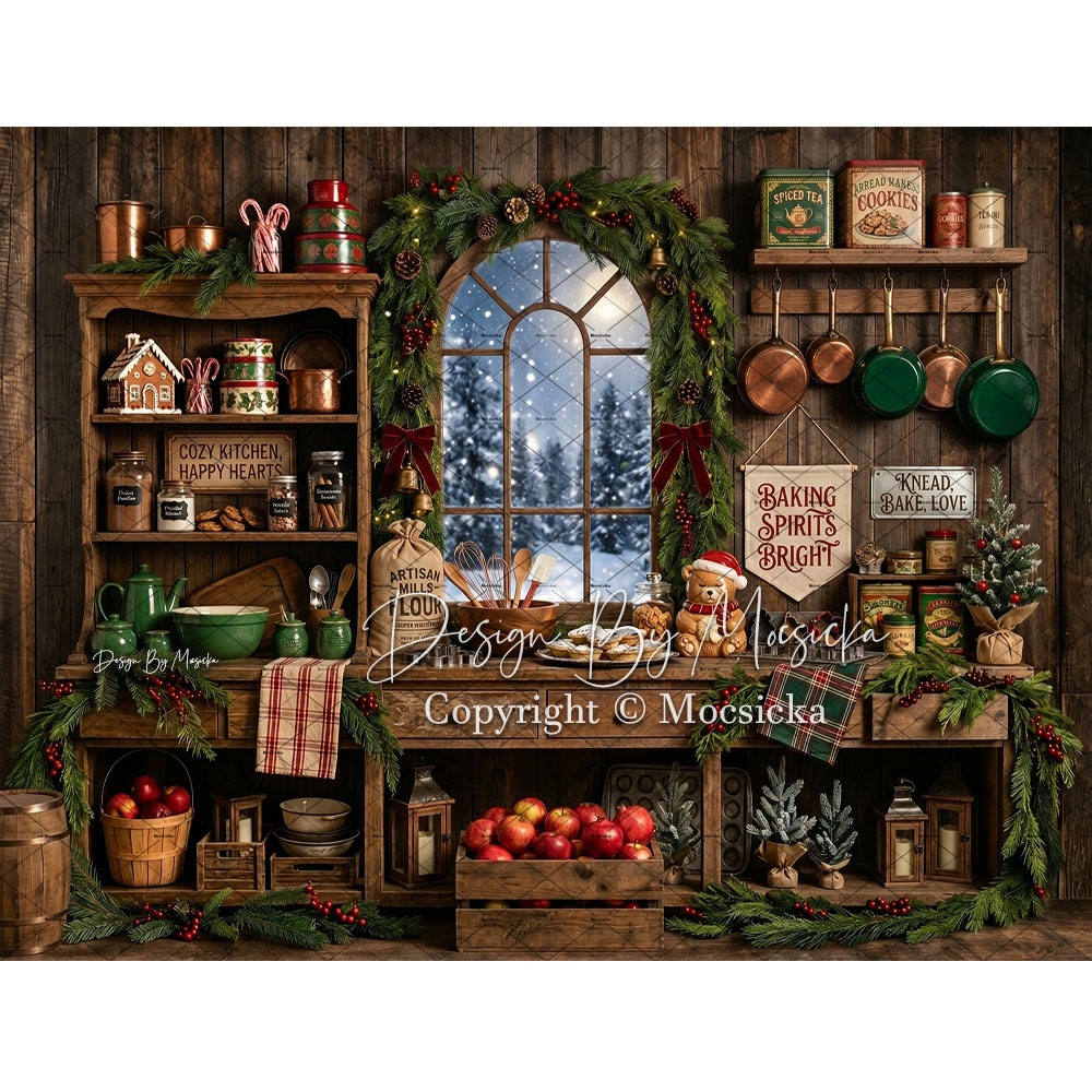 Mocsicka Christmas Rustic Kitc - Kitchen Baking Background recension och pris