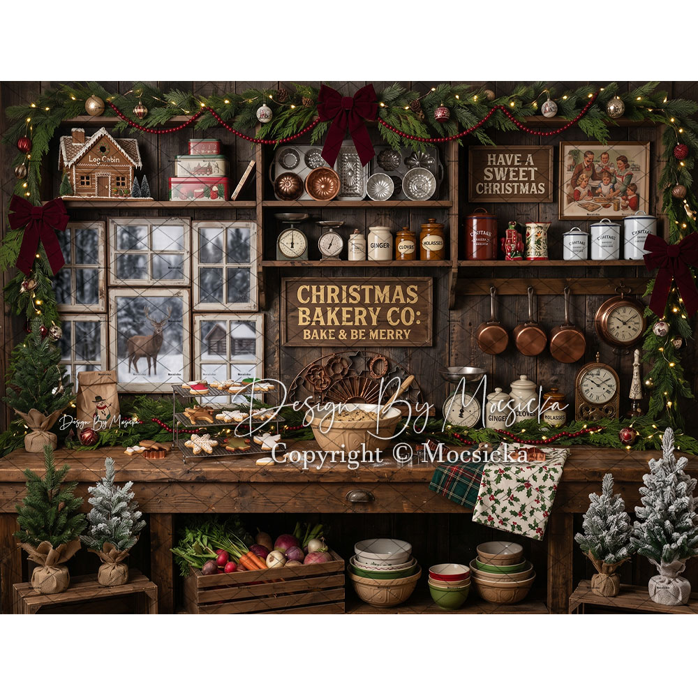 Mocsicka Christmas Rustic Kitc - Kitchen Baking Background recension och pris