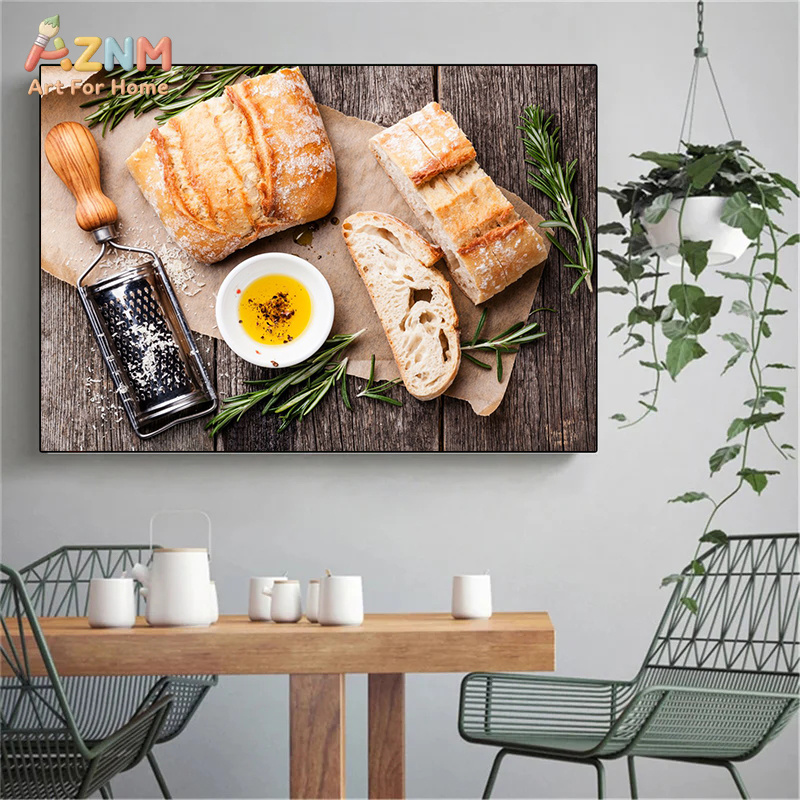 AZNM Realistic Fresh Baked Bre - Kitchen Baking Wall Art recension och pris