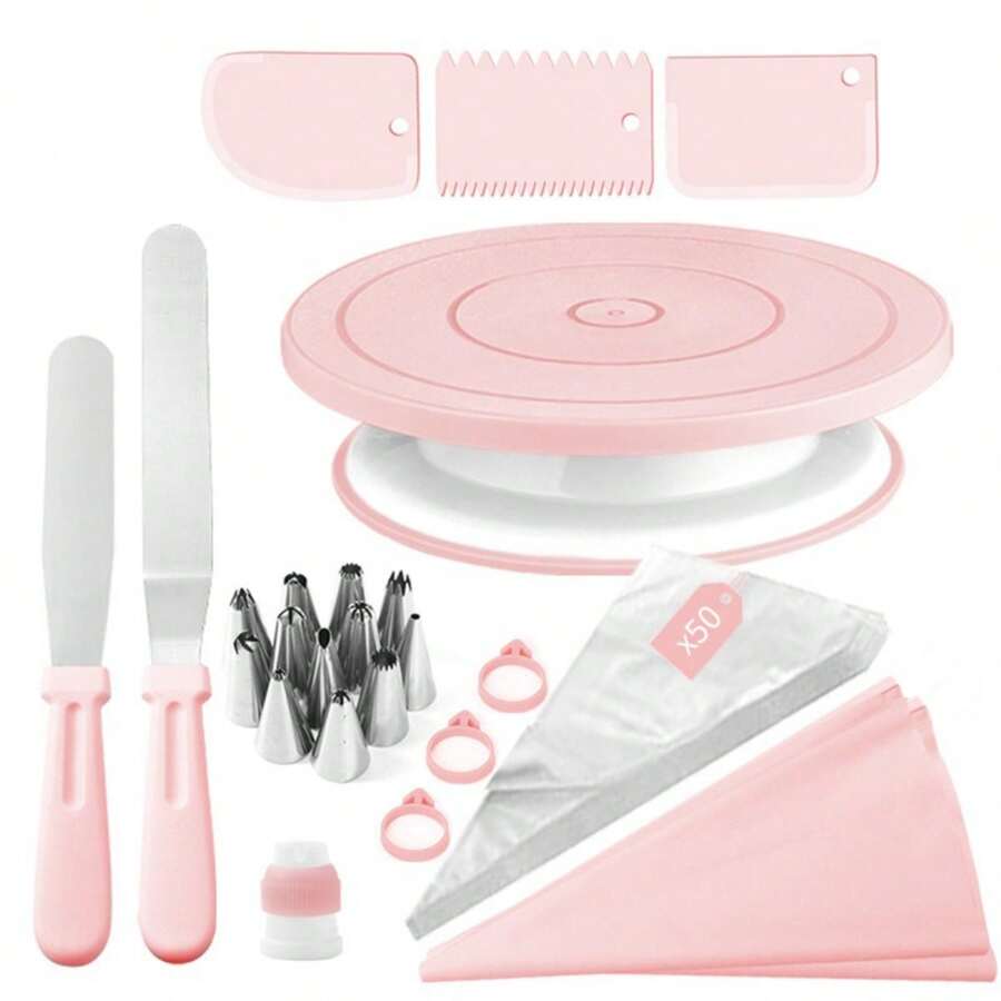 74pcs Pink & Green Cake Turnta - Kitchen Baking Pan Set recension och pris