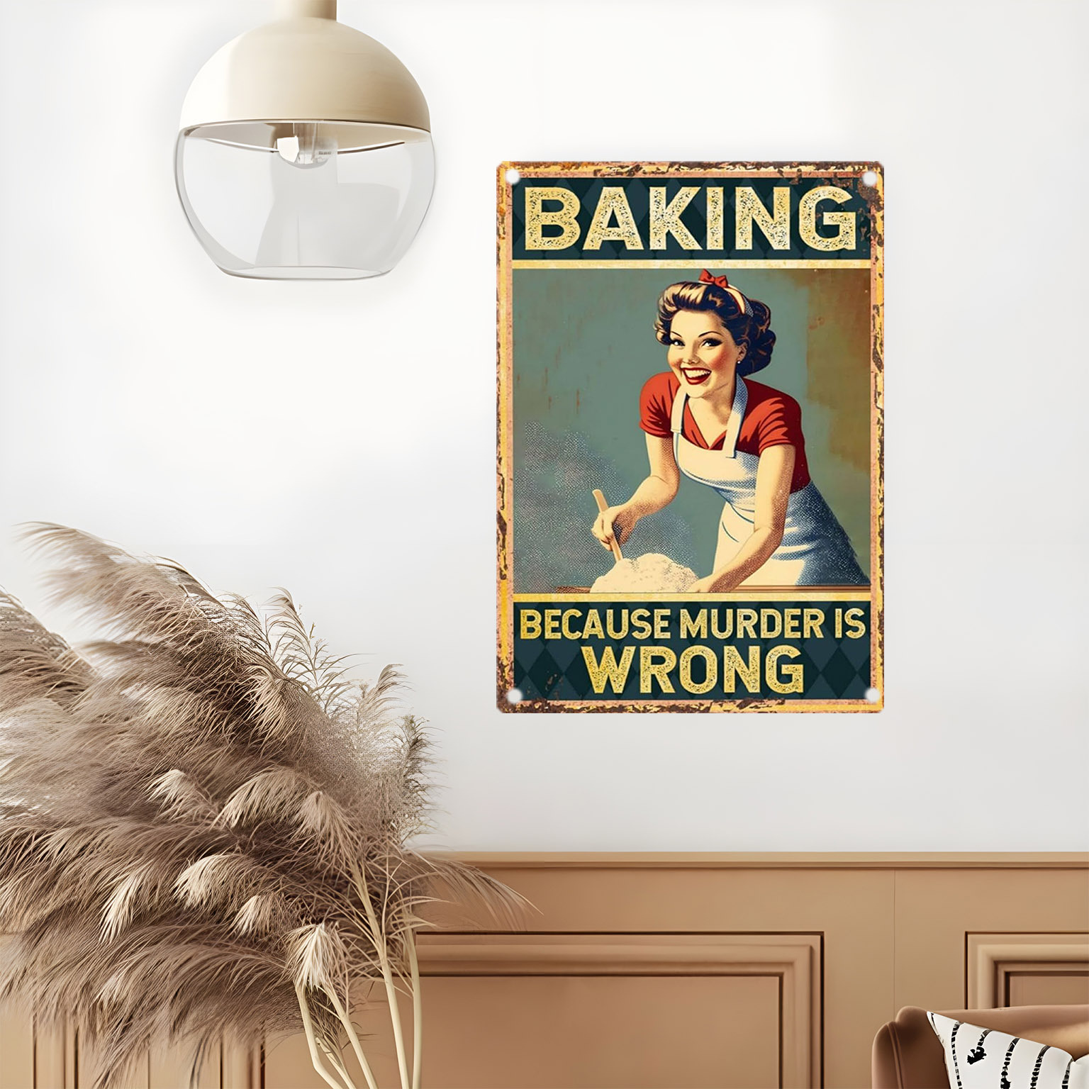 Vintage Funny Baking Quote Met - Kitchen Baking Wall Art recension och pris