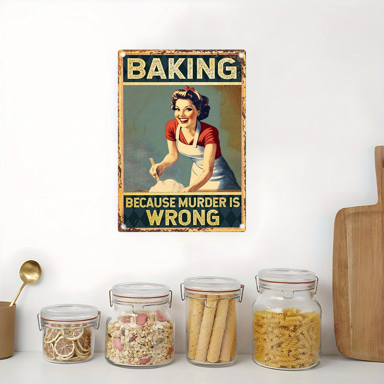 Vintage Funny Baking Quote Met - Kitchen Baking Wall Art recension och pris