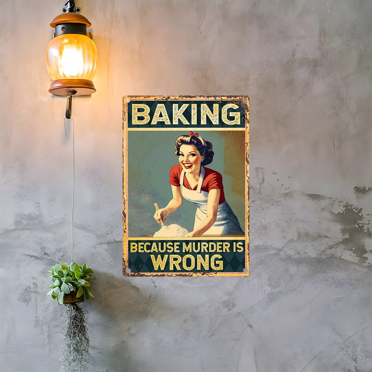 Vintage Funny Baking Quote Met - Kitchen Baking Wall Art recension och pris