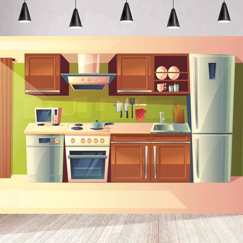 Photography Backdrop Cartoon K - Kitchen Baking Background recension och pris
