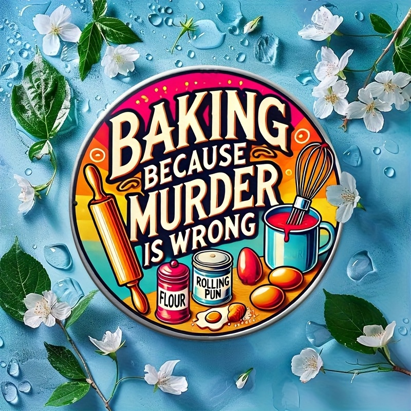 HD Tin Sign, Baking Because Mu - Kitchen Baking Wall Art recension och pris