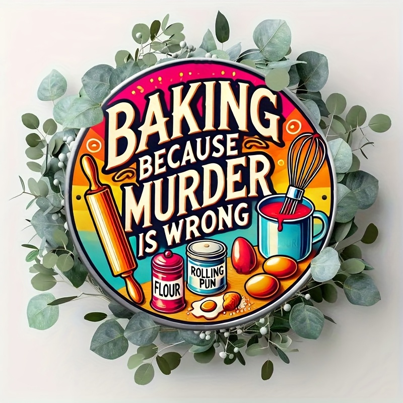 HD Tin Sign, Baking Because Mu - Kitchen Baking Wall Art recension och pris