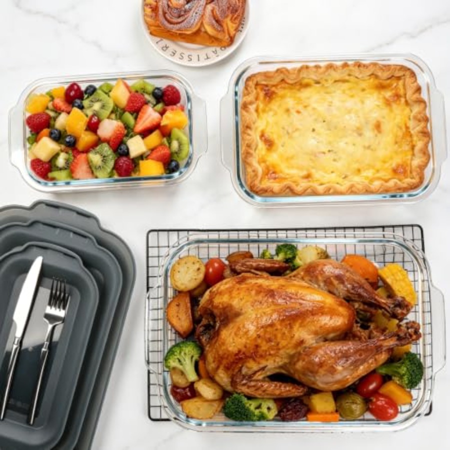 6-Piece Extra-Deep Glass Bakin - Kitchen Baking Pan Set recension och pris