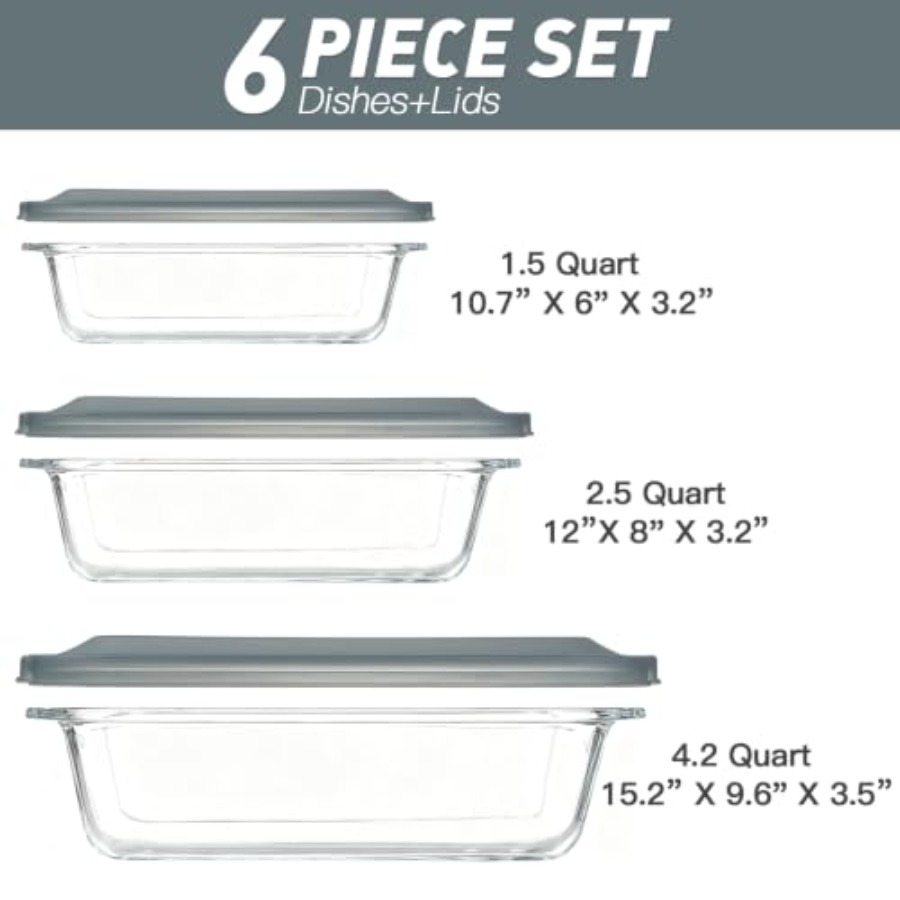 6-Piece Extra-Deep Glass Bakin - Kitchen Baking Pan Set recension och pris
