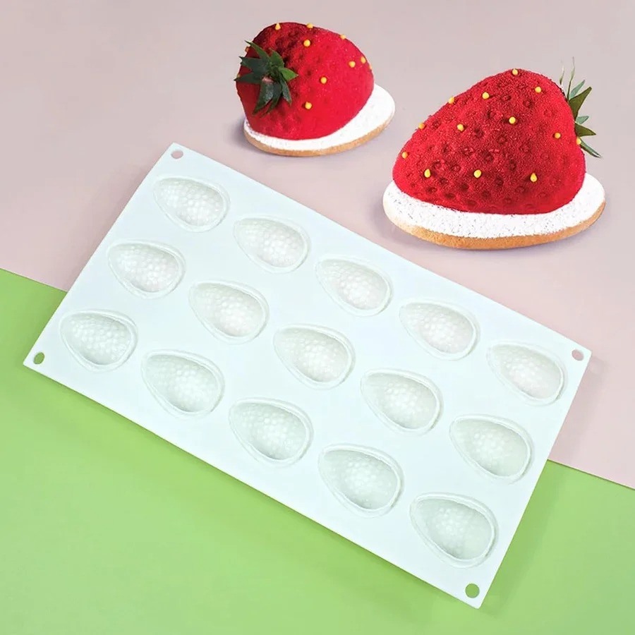 15 Cavity Strawberry Silicone  - Kitchen Baking Decor recension och pris