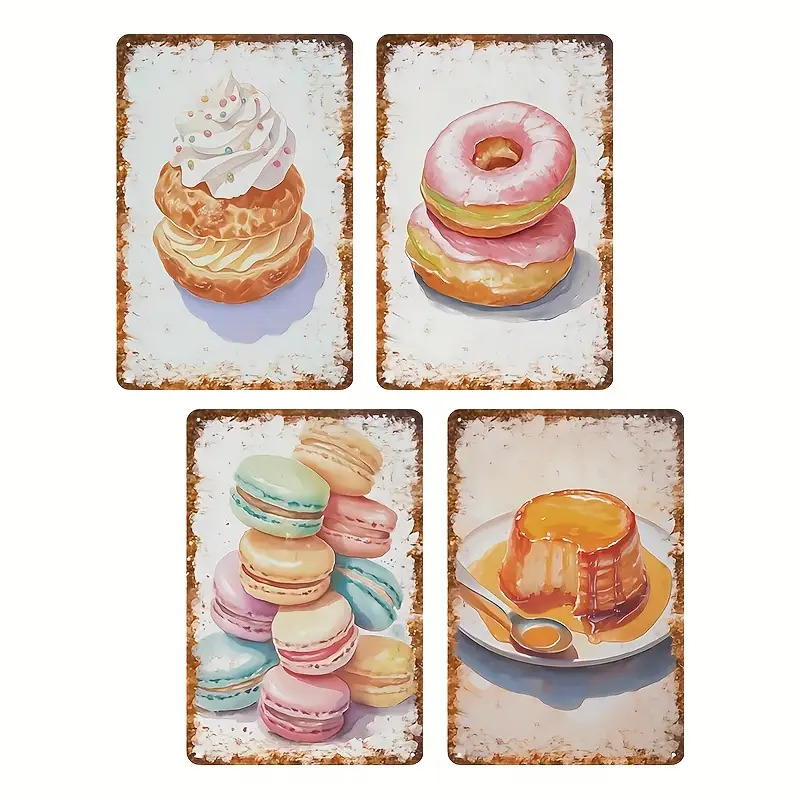 2D Flat, 4pcs Dessert Baking W - Kitchen Baking Wall Art recension och pris