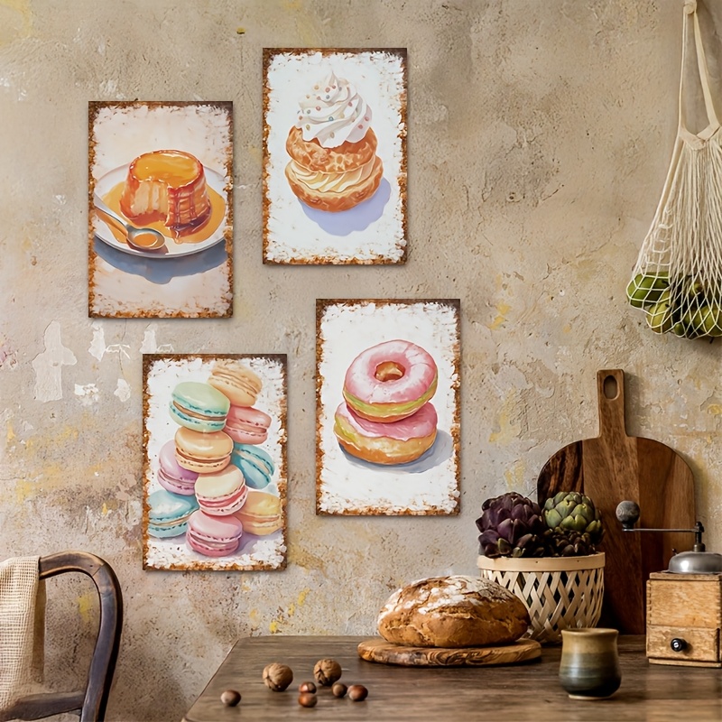 2D Flat, 4pcs Dessert Baking W - Kitchen Baking Wall Art recension och pris