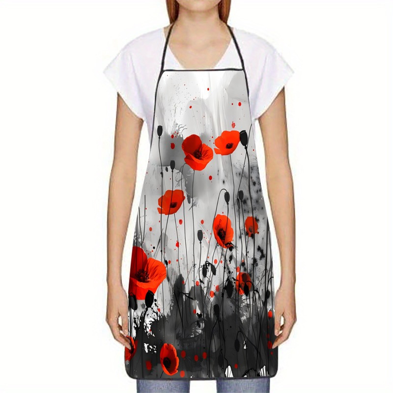 1pc Red Poppies Floral Print S - Kitchen Baking Background recension och pris