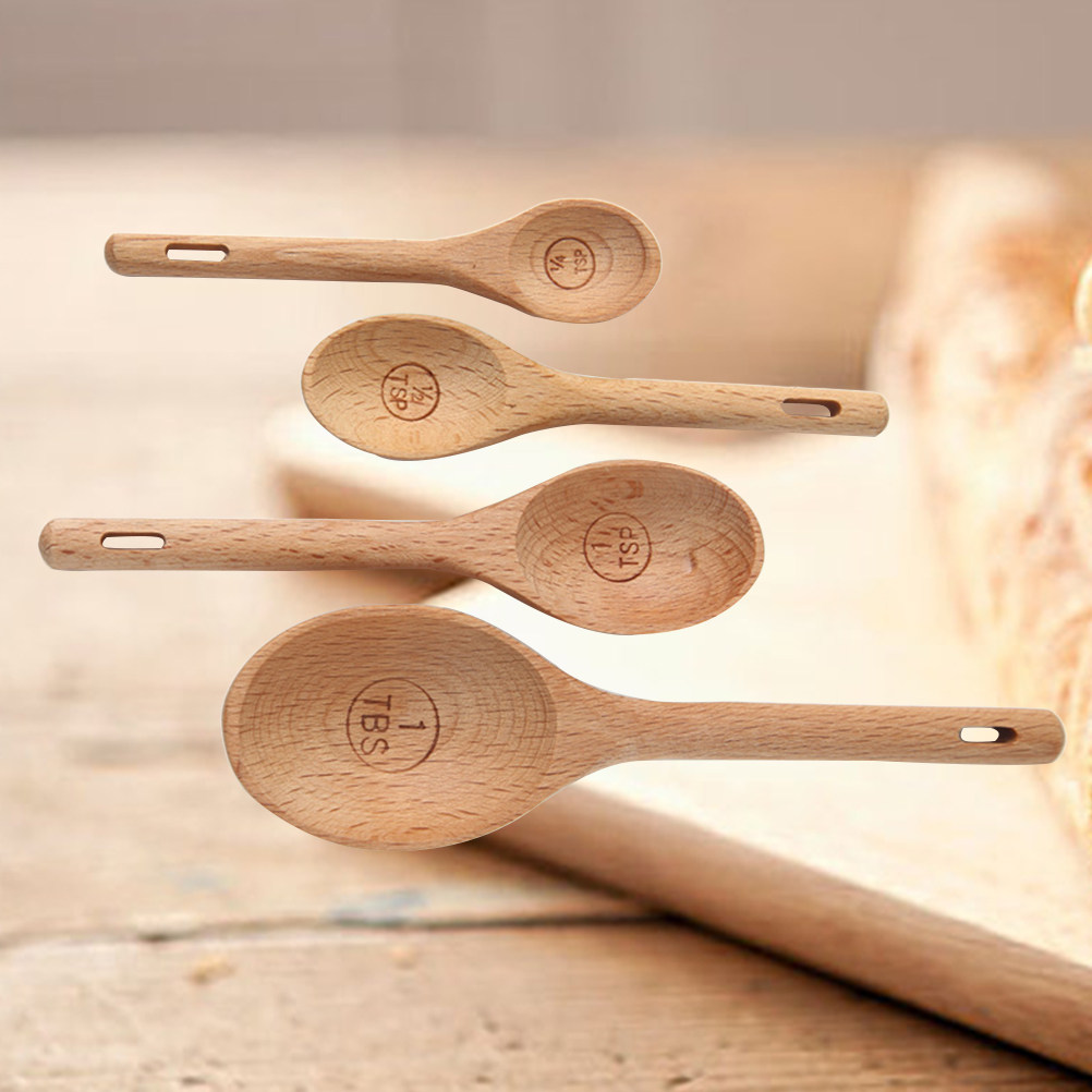 4Pcs Wooden Measuring Spoons S - Kitchen Baking Utensils recension och pris