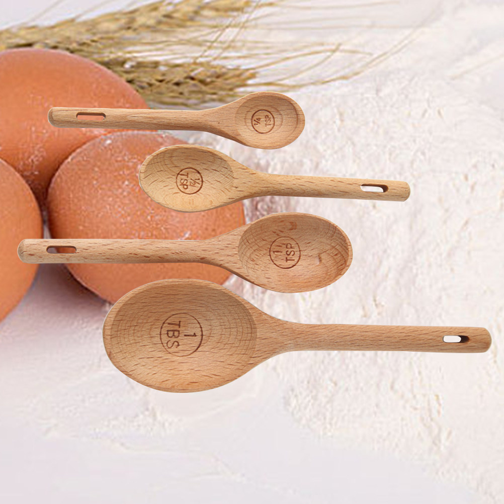 4Pcs Wooden Measuring Spoons S - Kitchen Baking Utensils recension och pris