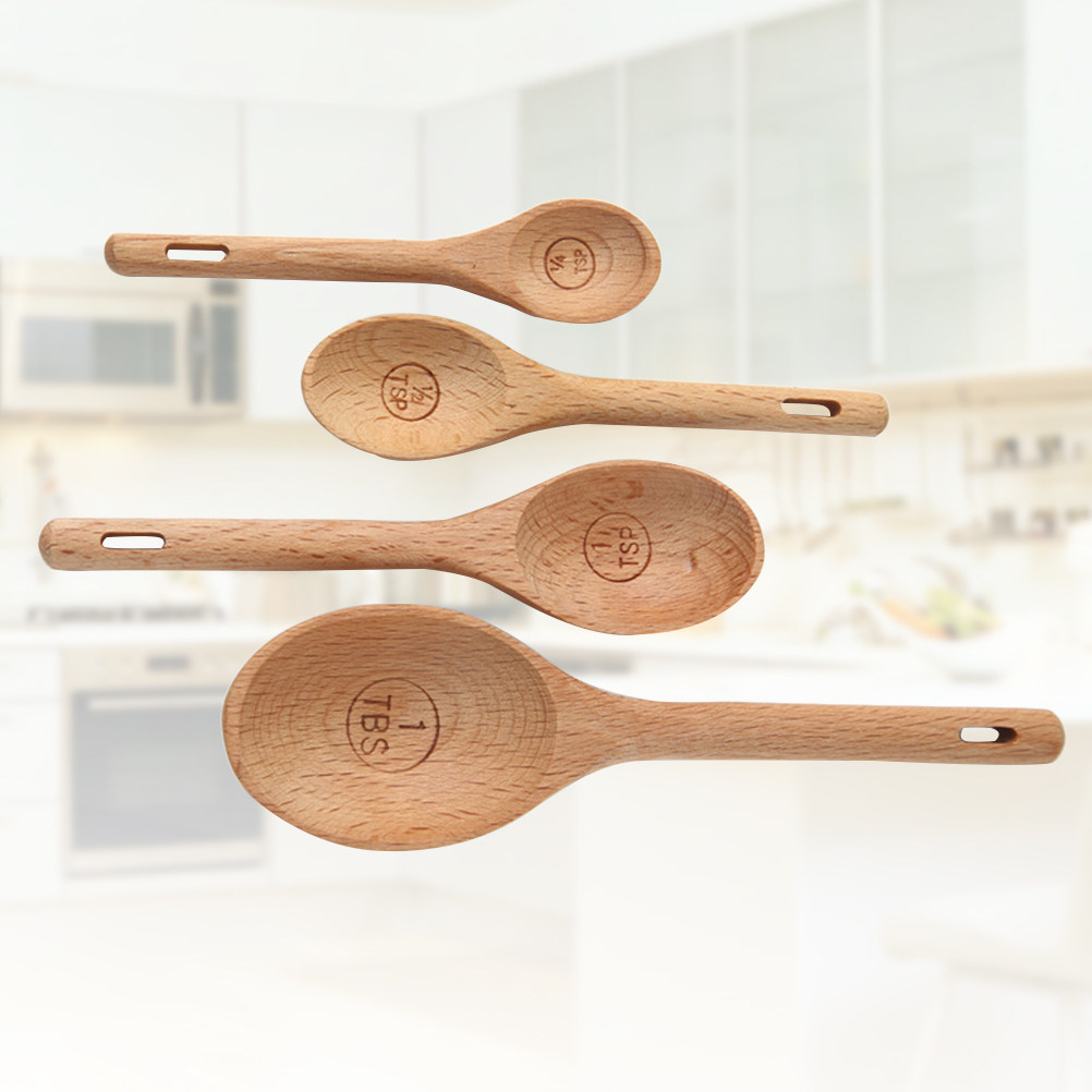 4Pcs Wooden Measuring Spoons S - Kitchen Baking Utensils recension och pris